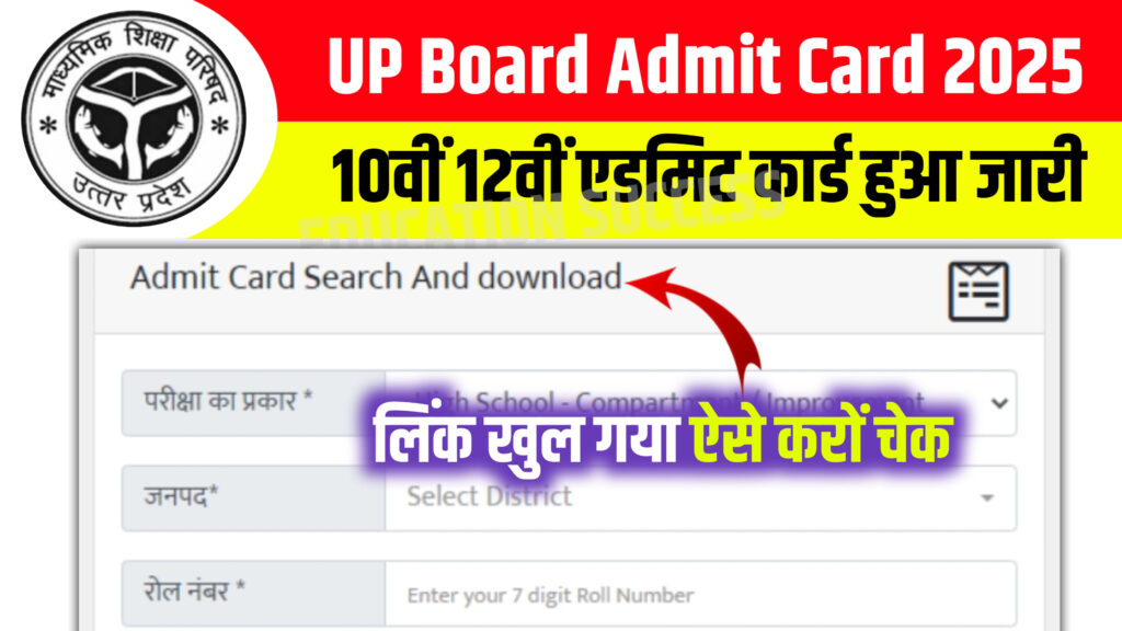 UP Board Class 10th 12th Original Admit Card Publish: